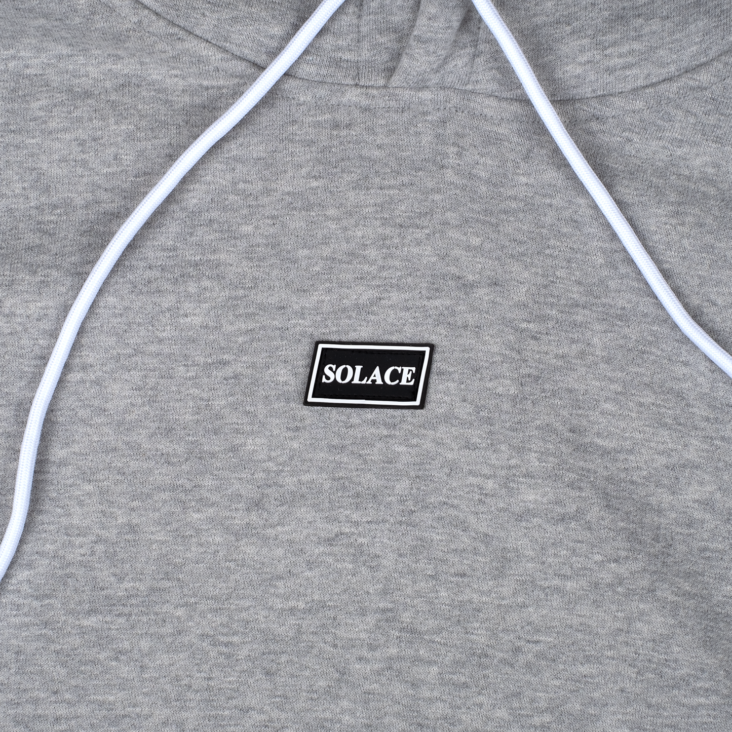 Solace Golf Grey Hoody Rubber Box Logo Detail