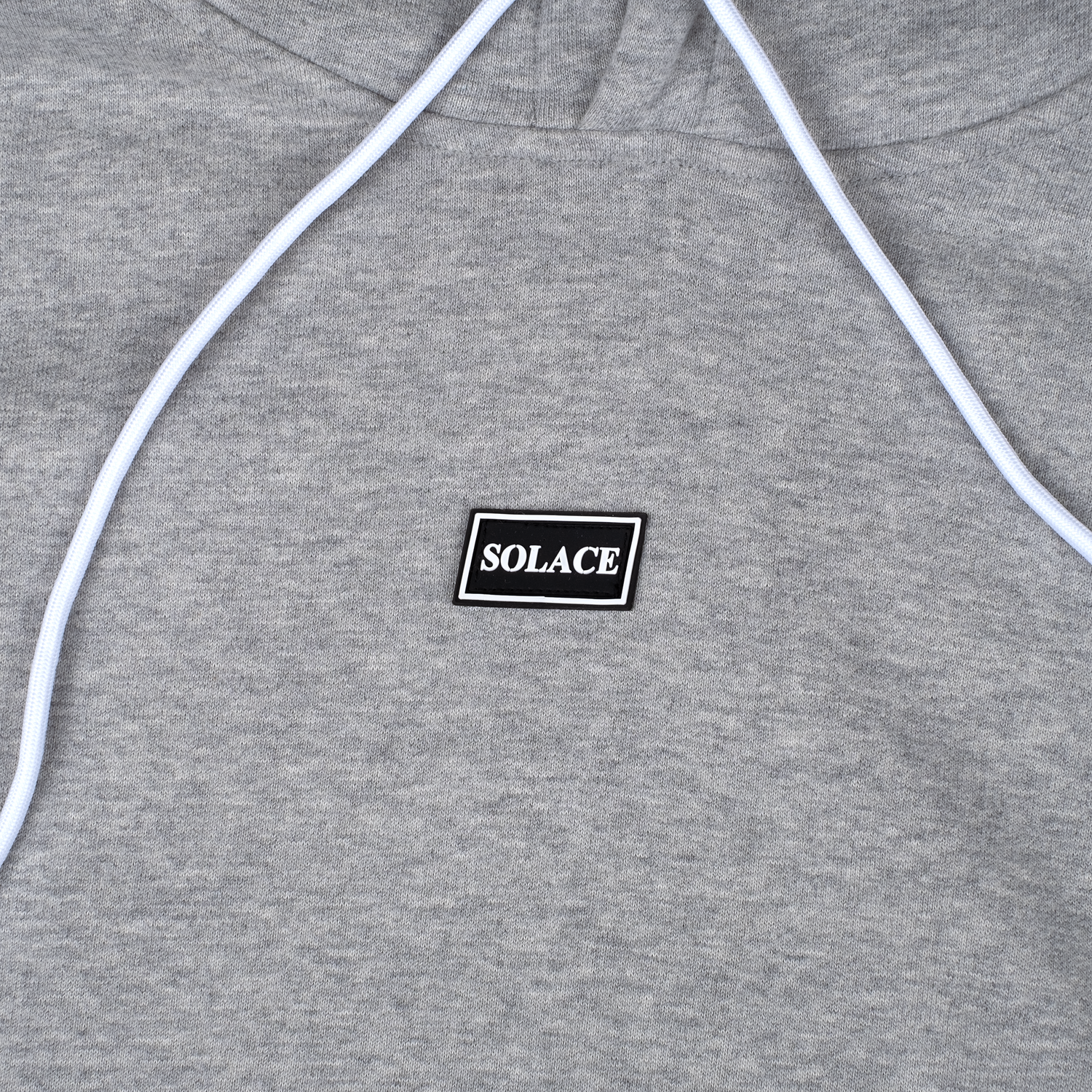 Solace Golf Grey Hoody Rubber Box Logo Detail