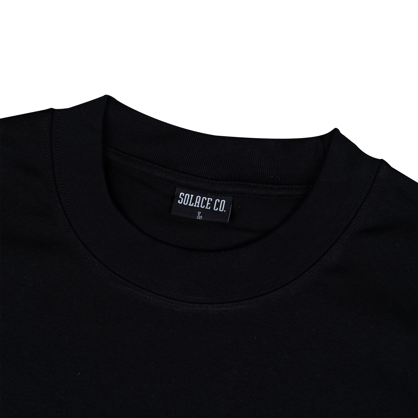Black Solace Crew Neck T-Shirt Neck Tag